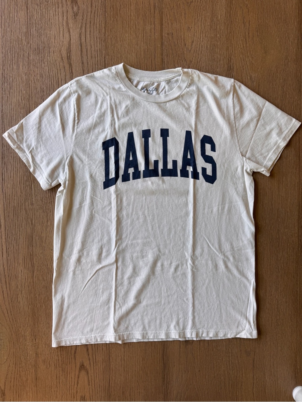 Brandy Melville White Tee with Navy DALLAS Graphic